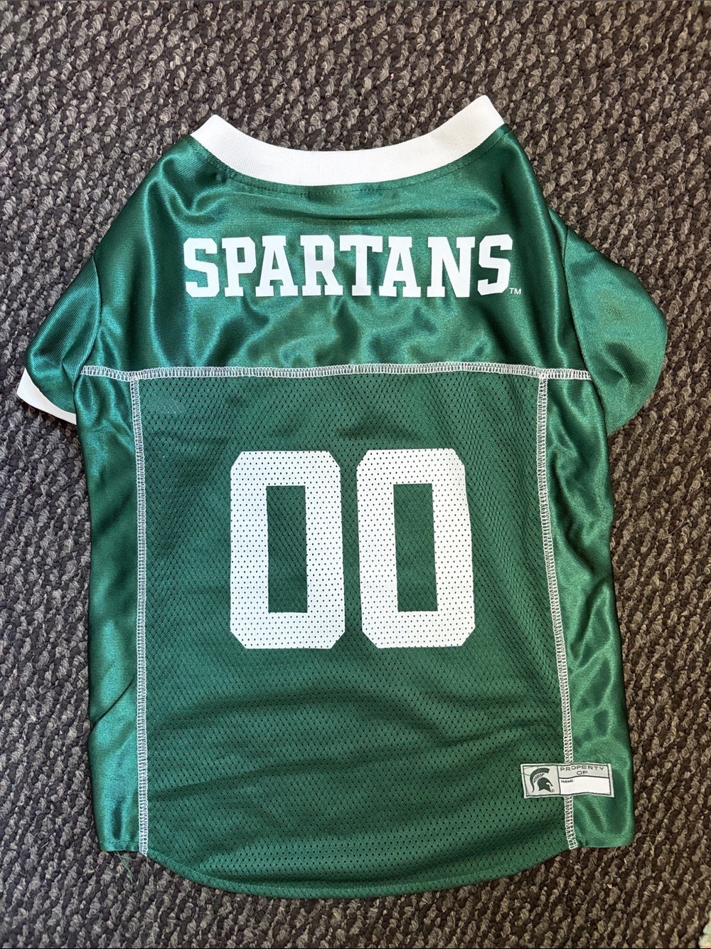 Pets First Green & White "Spartans" Dog Jersey